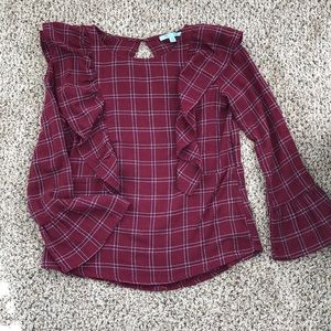 Plaid Bell Sleeve Top